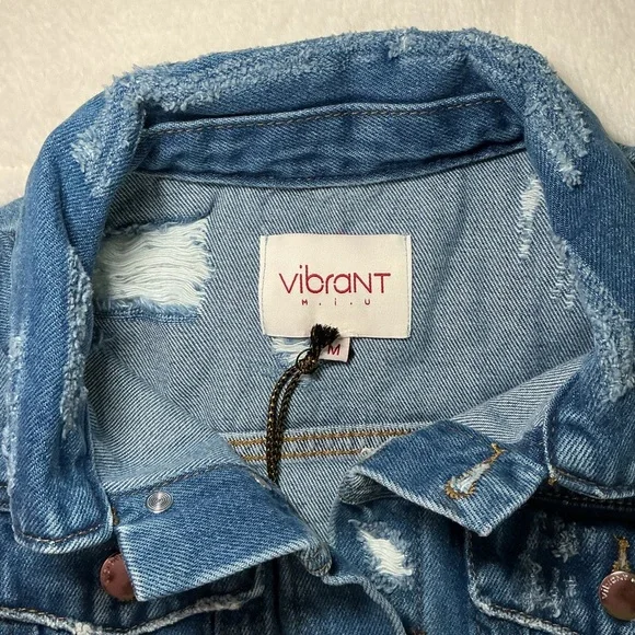 Distressed Blue Denim Jacket - Picture 5 of 6
